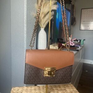 Michael Kors Brown and Gold Crossbody Bag